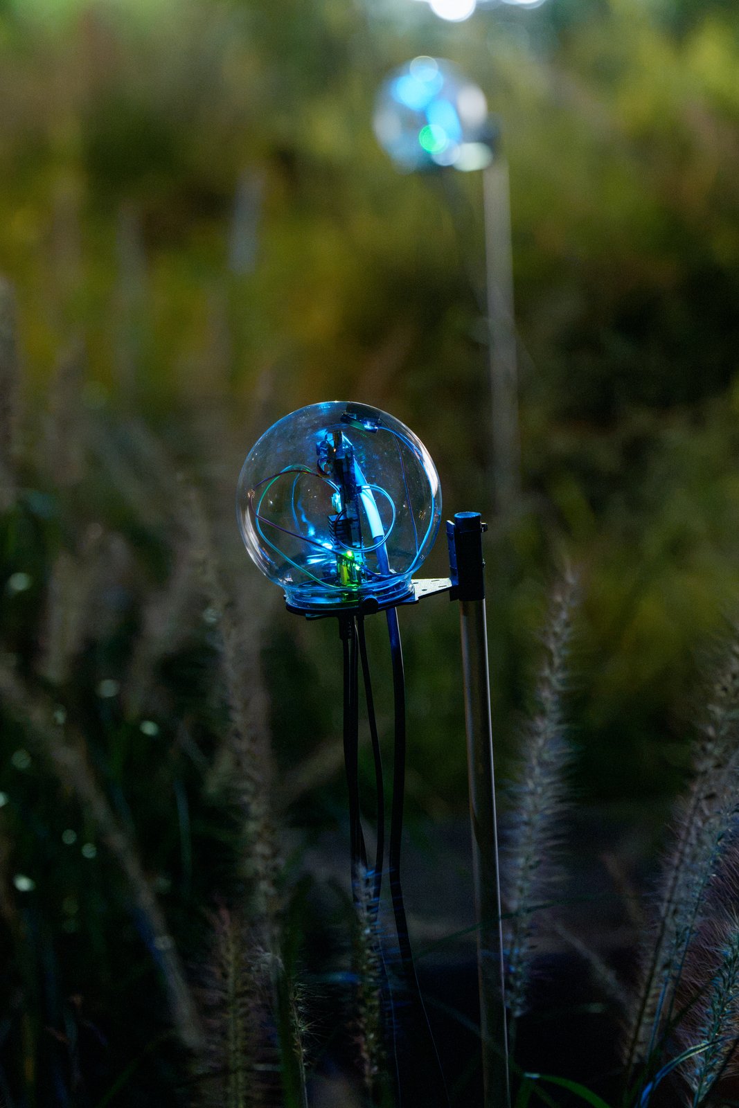 Botanical Intelligence: Moon Edition — glass sphere device close-up