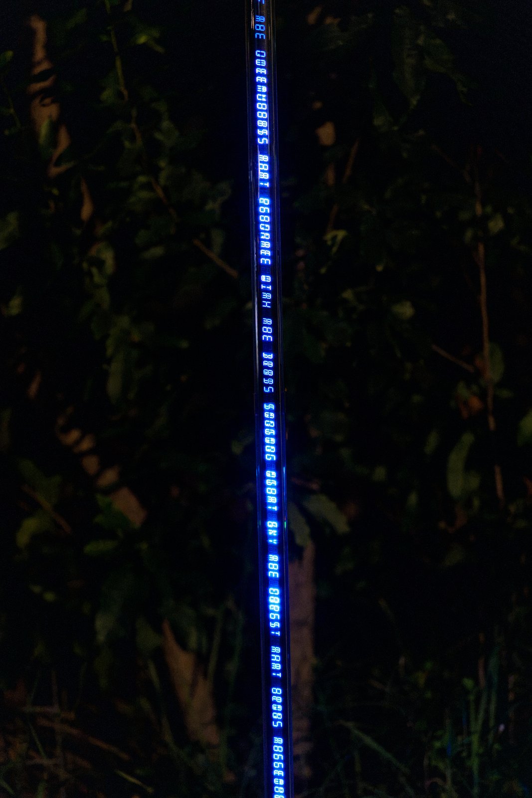Botanical Intelligence: Moon Edition — generated text on the LED bar
