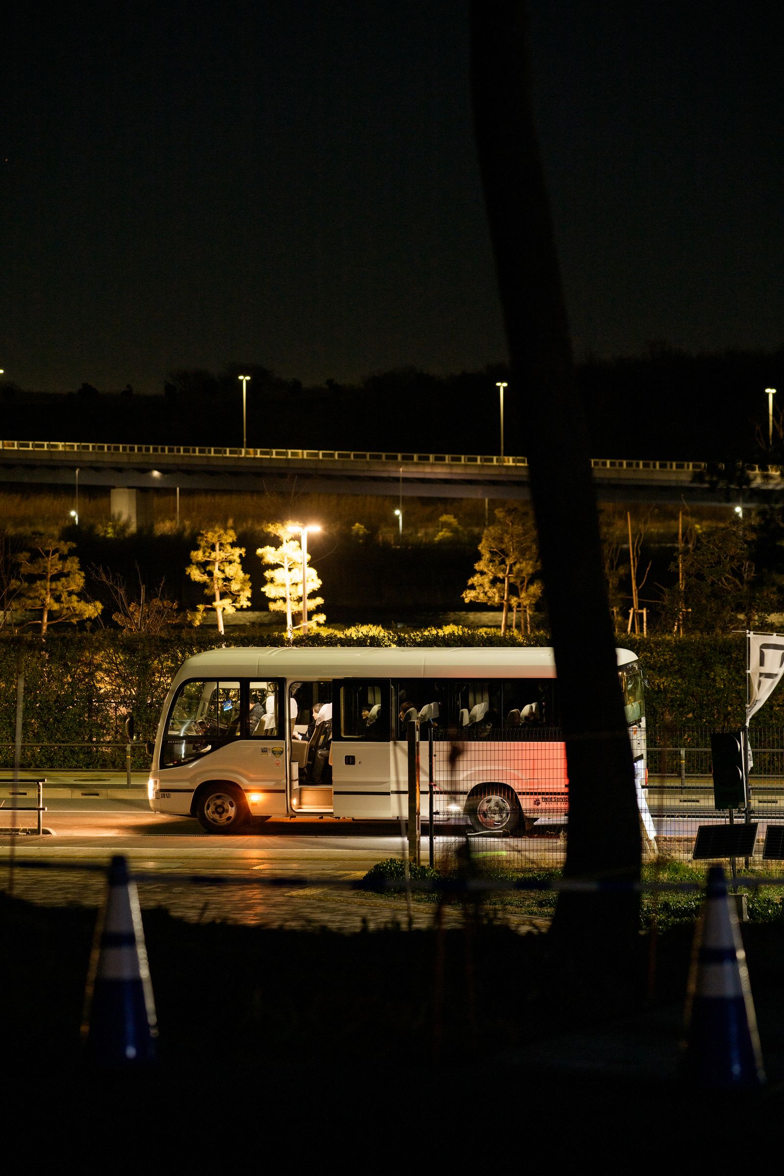 Parallel Forests — shuttle bus at venue entrance